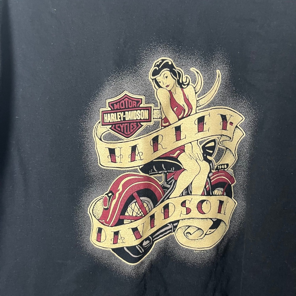 Harley-Davidson T-Shirt Mens XL Pinup Girl Graphic Short Sleeve Black Vintage - Picture 6 of 16